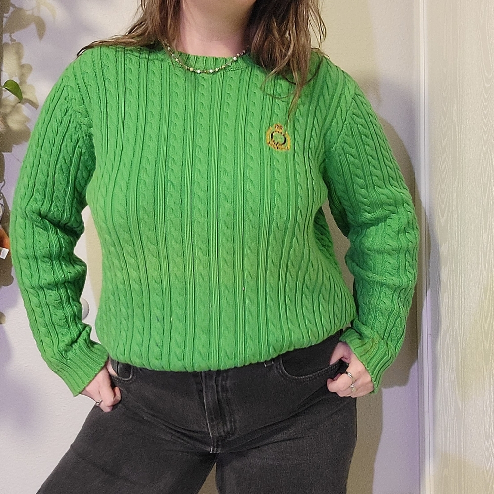 Vintage 90s Ralph Lauren Green Knit Sweater (size L)